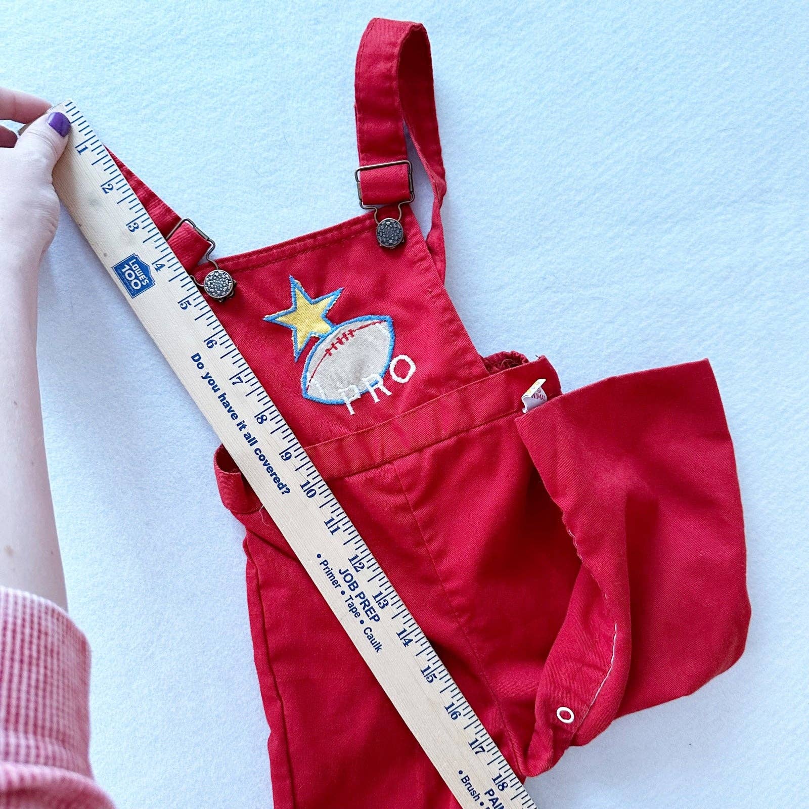 Vintage All Pro Football Appliqué Cotton Overalls: 24m - Yellow Clover Vintage Kids Clothes