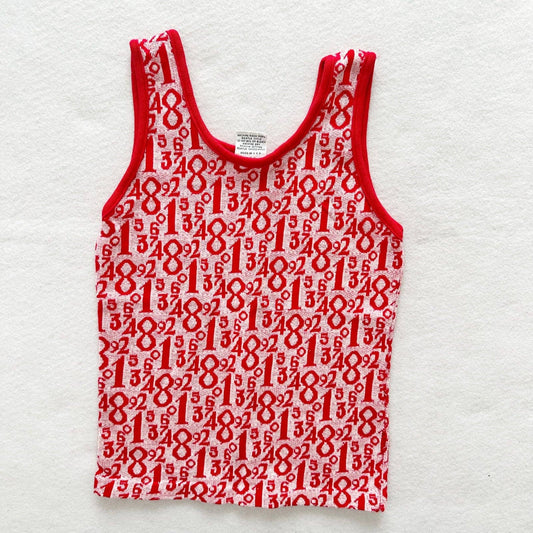 Numbers Woven Tank Top - Yellow Clover Vintage Kids Clothes