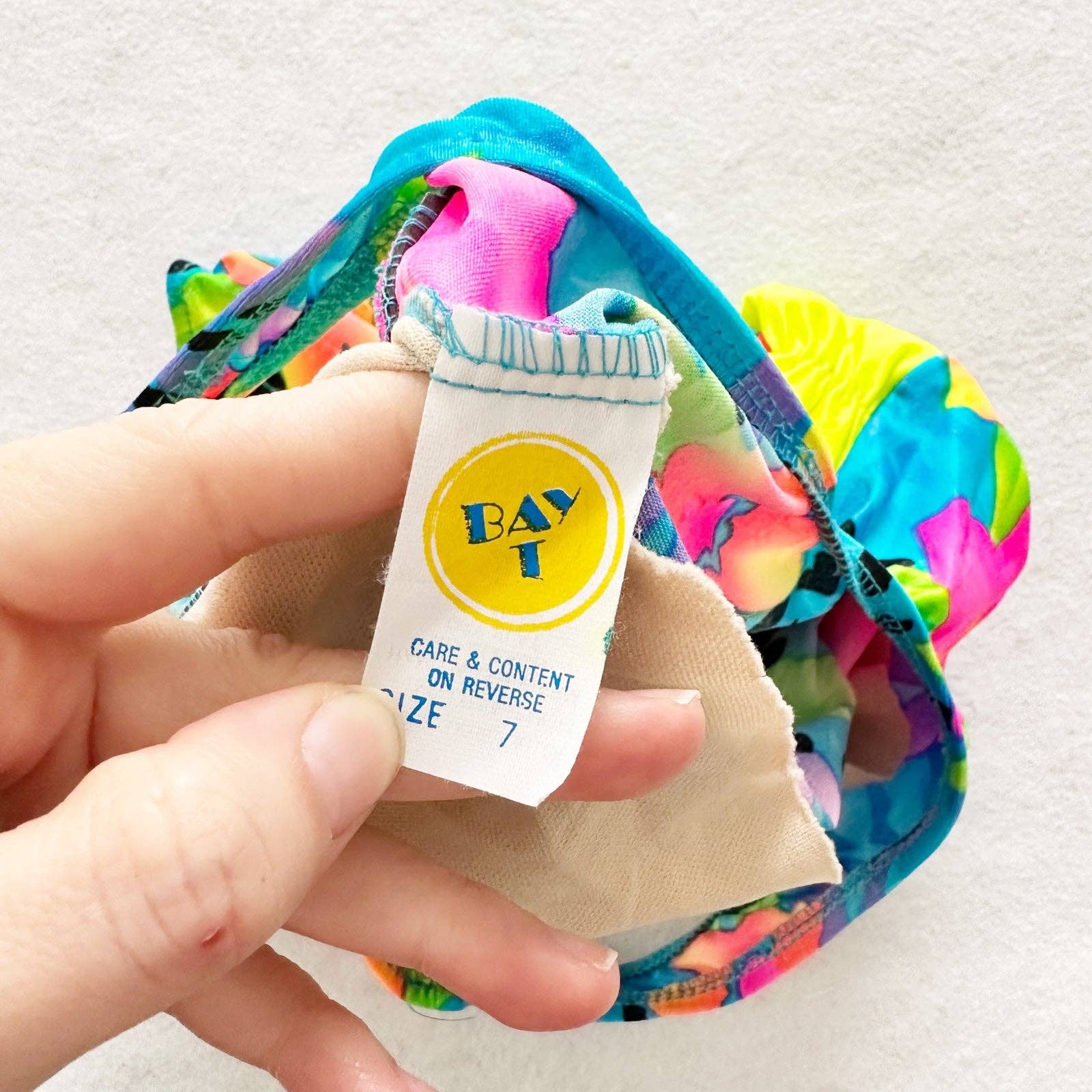 Vintage Neon Floral One Piece Swimsuit: 6y - Yellow Clover Vintage Kids Clothes