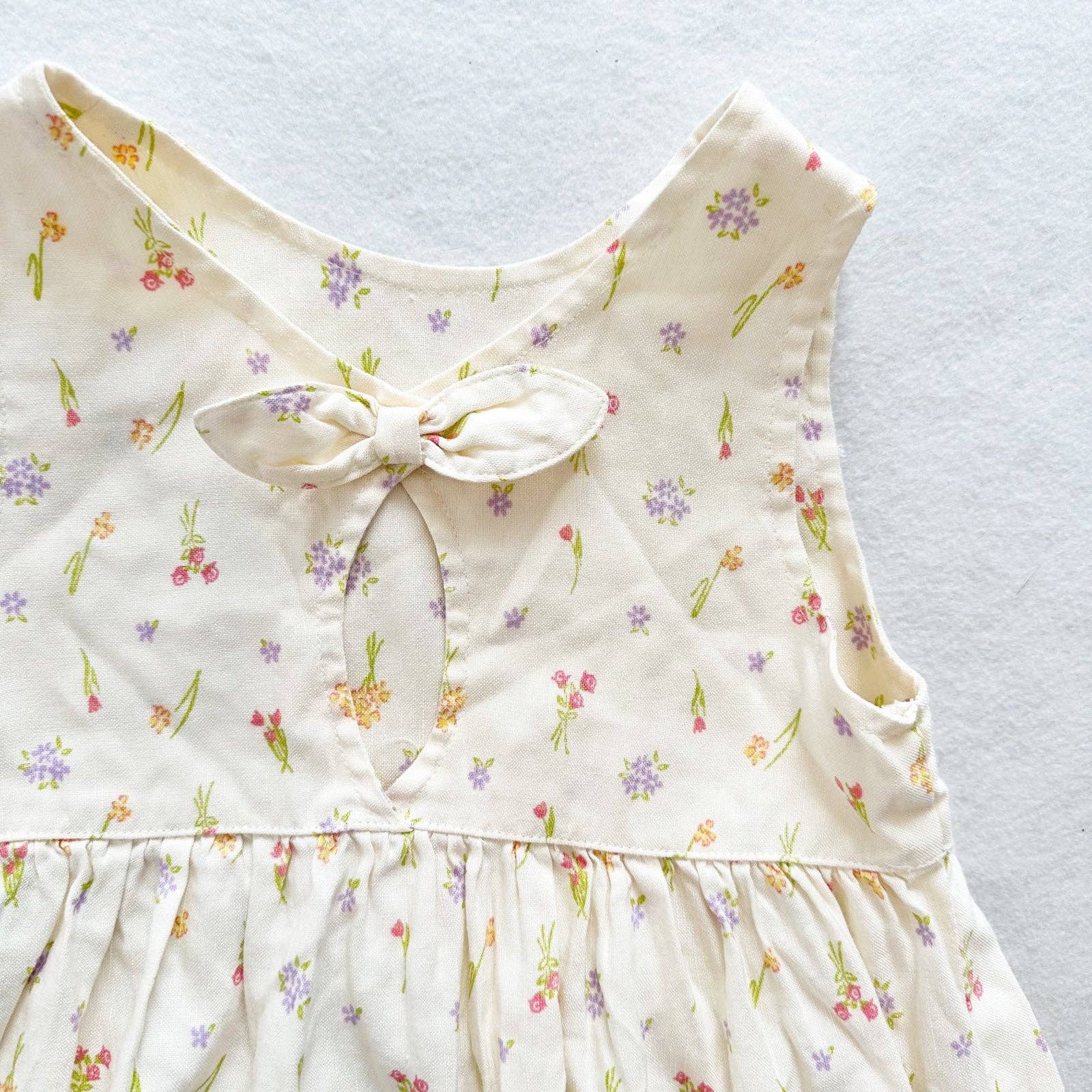 Gymboree Flower Pots Print Keyhole Back Dress - Yellow Clover Vintage Kids Clothes