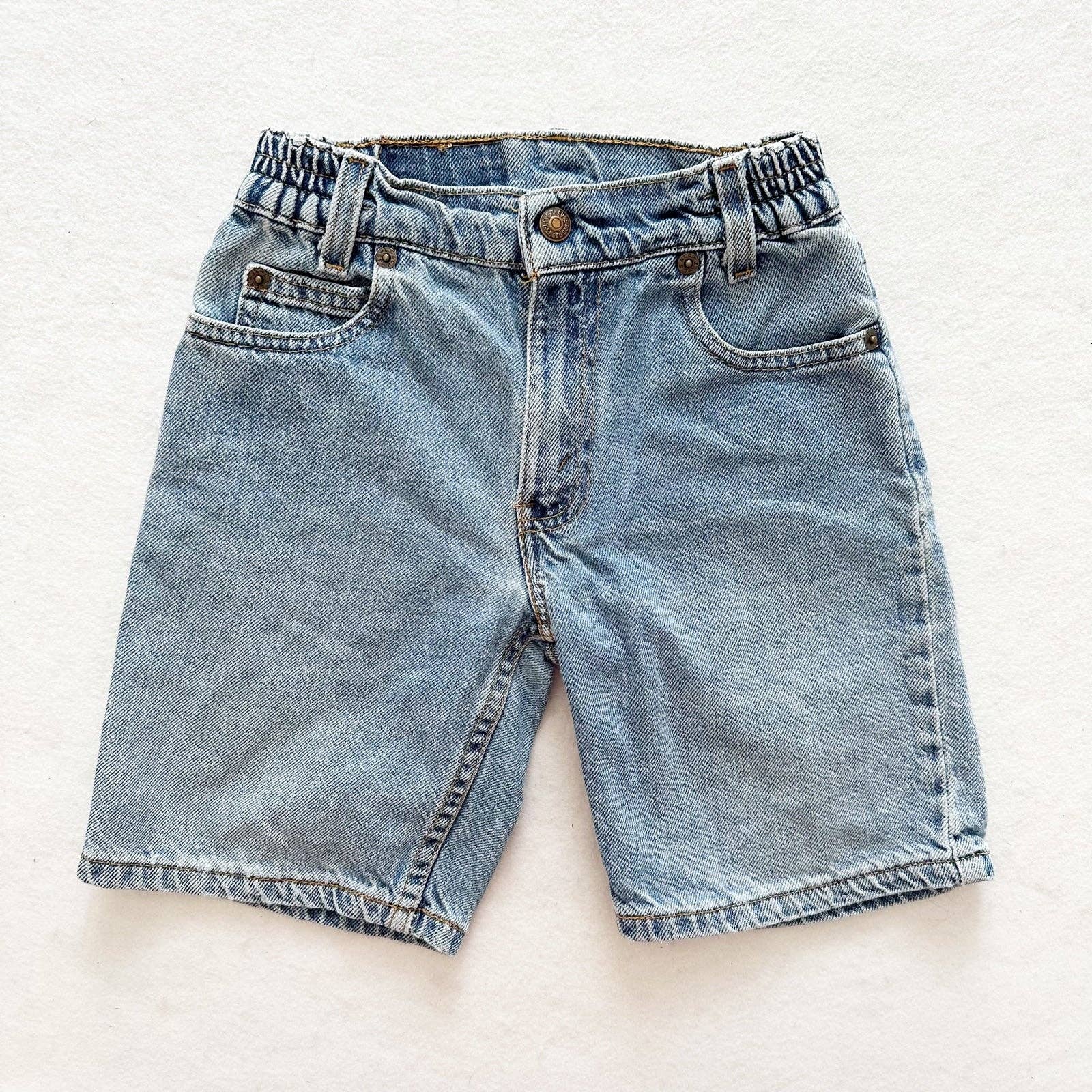 Vintage Levi’s 566 Loose Fit Denim Shorts: 7X - Yellow Clover Vintage Kids Clothes