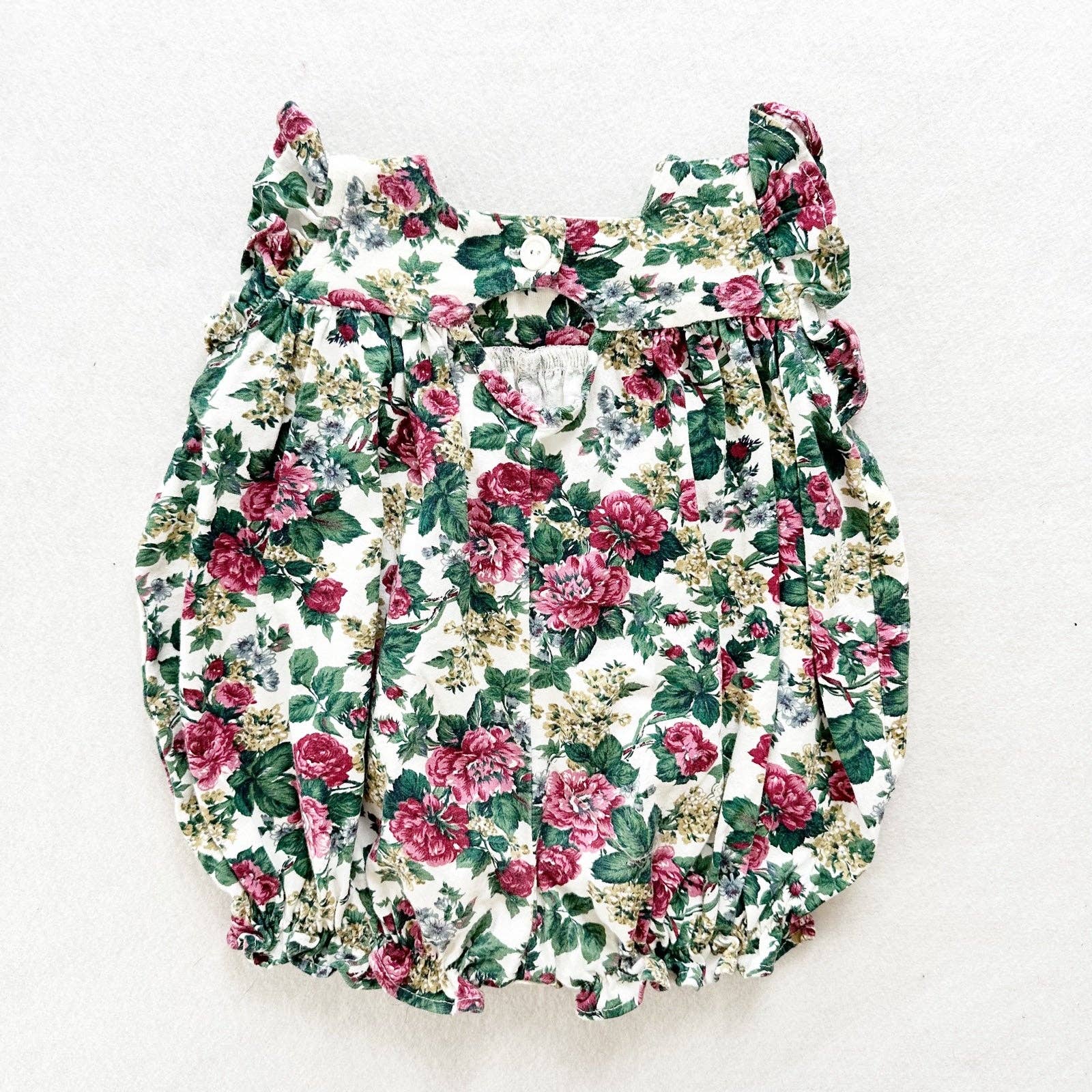 Cotton Collection Floral Bubble Romper - Yellow Clover Vintage Kids Clothes