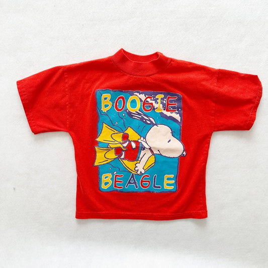 Vintage Peanuts Snoopy Boogie Board Tee - Yellow Clover Vintage Kids Clothes