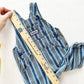 Liberty Vertical Striped Elastic Cuff Overalls - Yellow Clover Vintage Kids Clothes