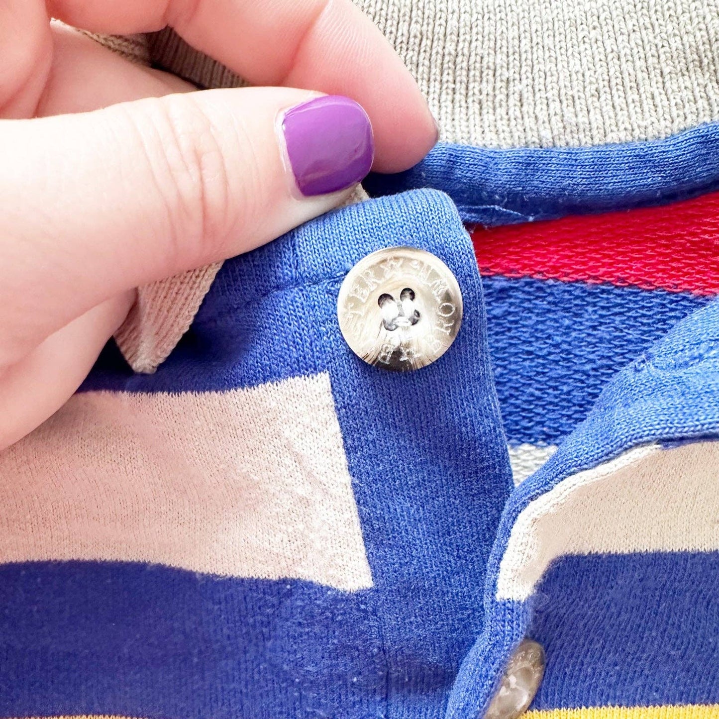 Buster Brown Rugby Stripe Primary Colors Shirt - Yellow Clover Vintage Kids Clothes