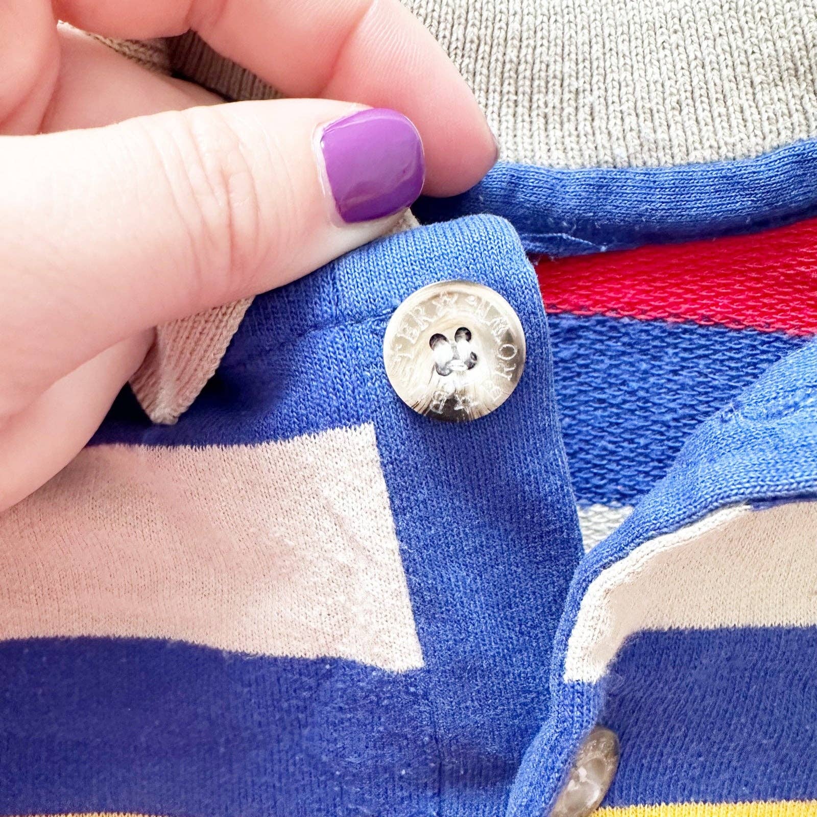 Buster Brown Rugby Stripe Primary Colors Shirt - Yellow Clover Vintage Kids Clothes