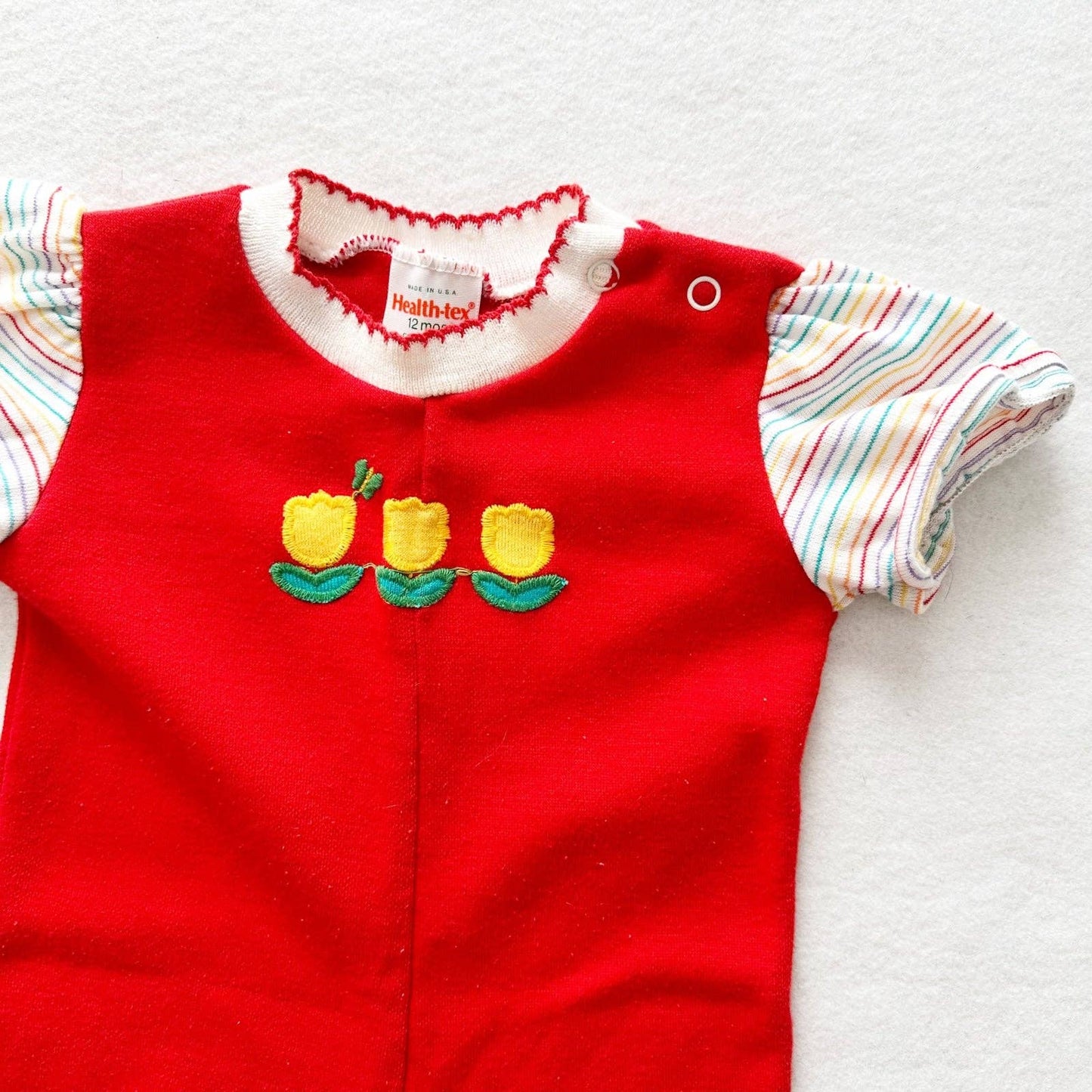 Healthtex Flowers + Butterfly Jumpsuit - Yellow Clover Vintage Kids Clothes