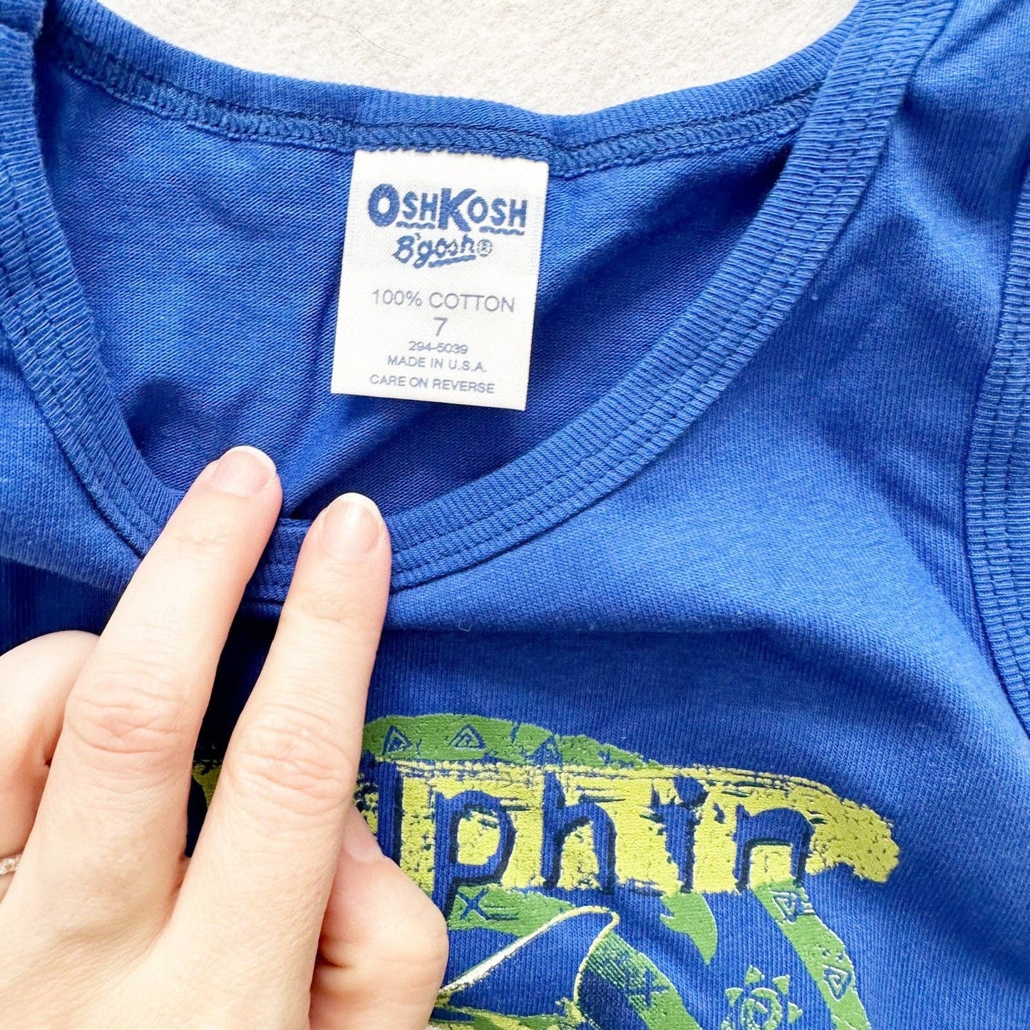 Vintage OshKosh Dolphin Tank Set: 7y - Yellow Clover Vintage Kids Clothes