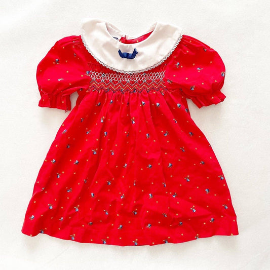 Princess Anne Red Collared Dress - Yellow Clover Vintage Kids Clothes