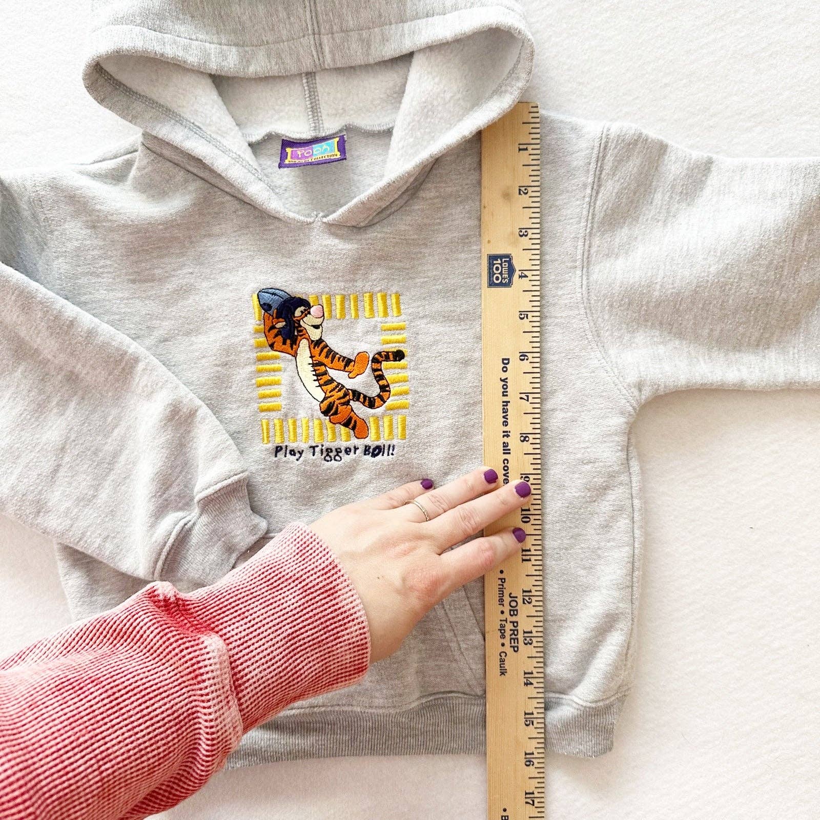 Tigger Football Embroidered Hooded Sweatshirt - Yellow Clover Vintage Kids Clothes