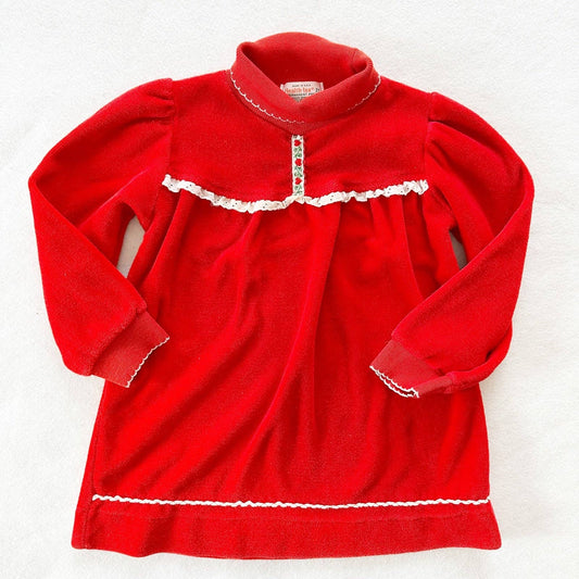 Healthtex Red Velour Turtleneck Dress