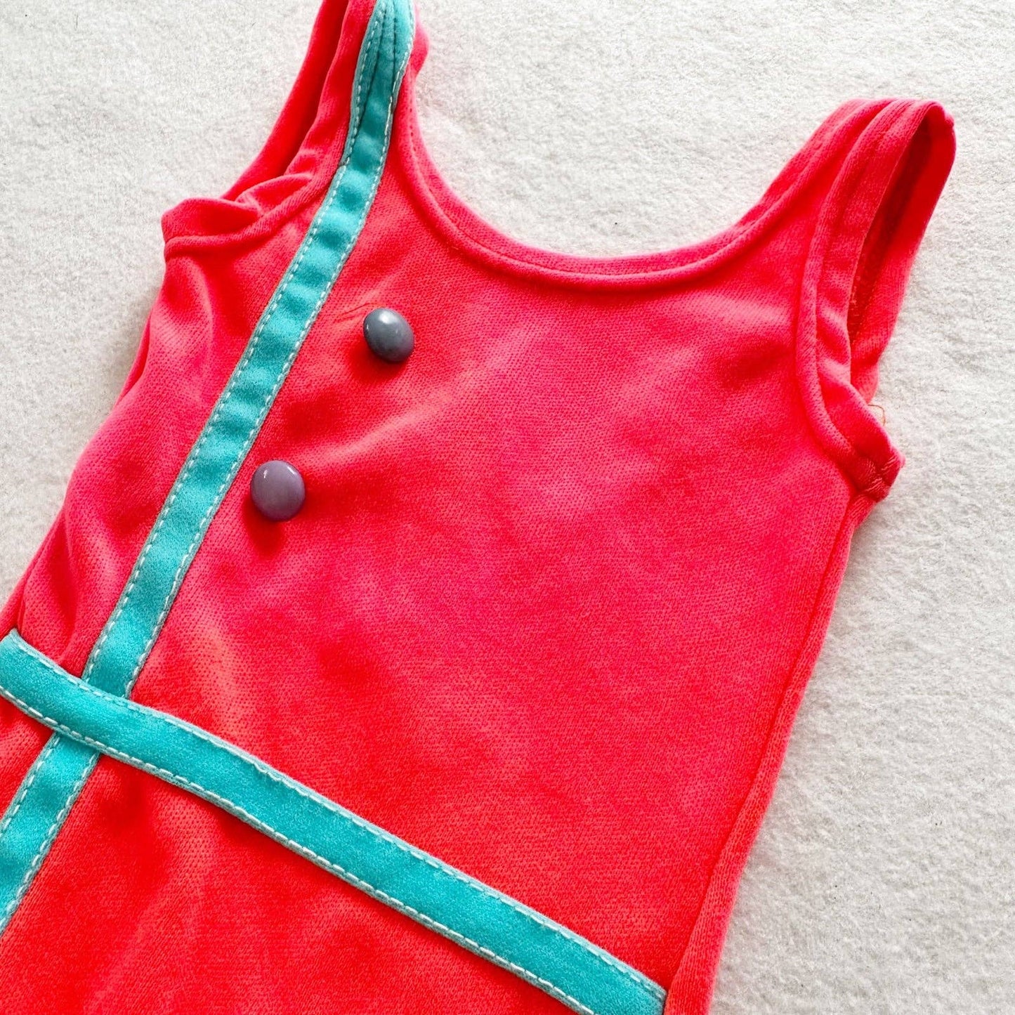 Vintage 70s Bright Pink Orange Swimsuit: 2T - Yellow Clover Vintage Kids Clothes