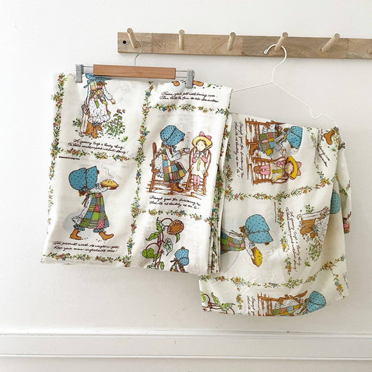 American Greetings Holly Hobbie Full Size Sheet Set - Yellow Clover Vintage Kids Clothes