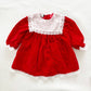 Jo Lene Red Velvet Lace Collar Dress - Yellow Clover Vintage Kids Clothes