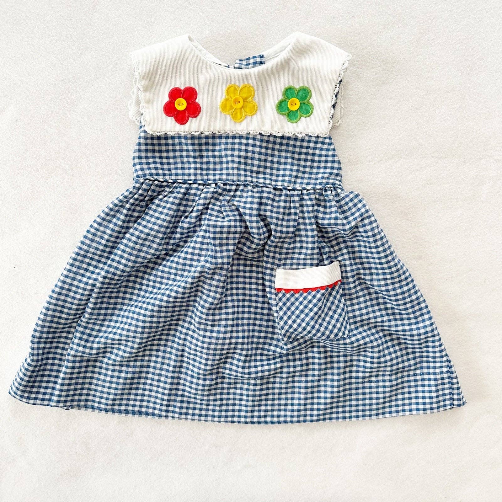 Polly Flinders Gingham Flower Collar Dress – Yellow Clover Vintage Kids Clothes Polly Flinders Gingham Flower Collar Dress – Yellow Clover Vintage Kids Clothes